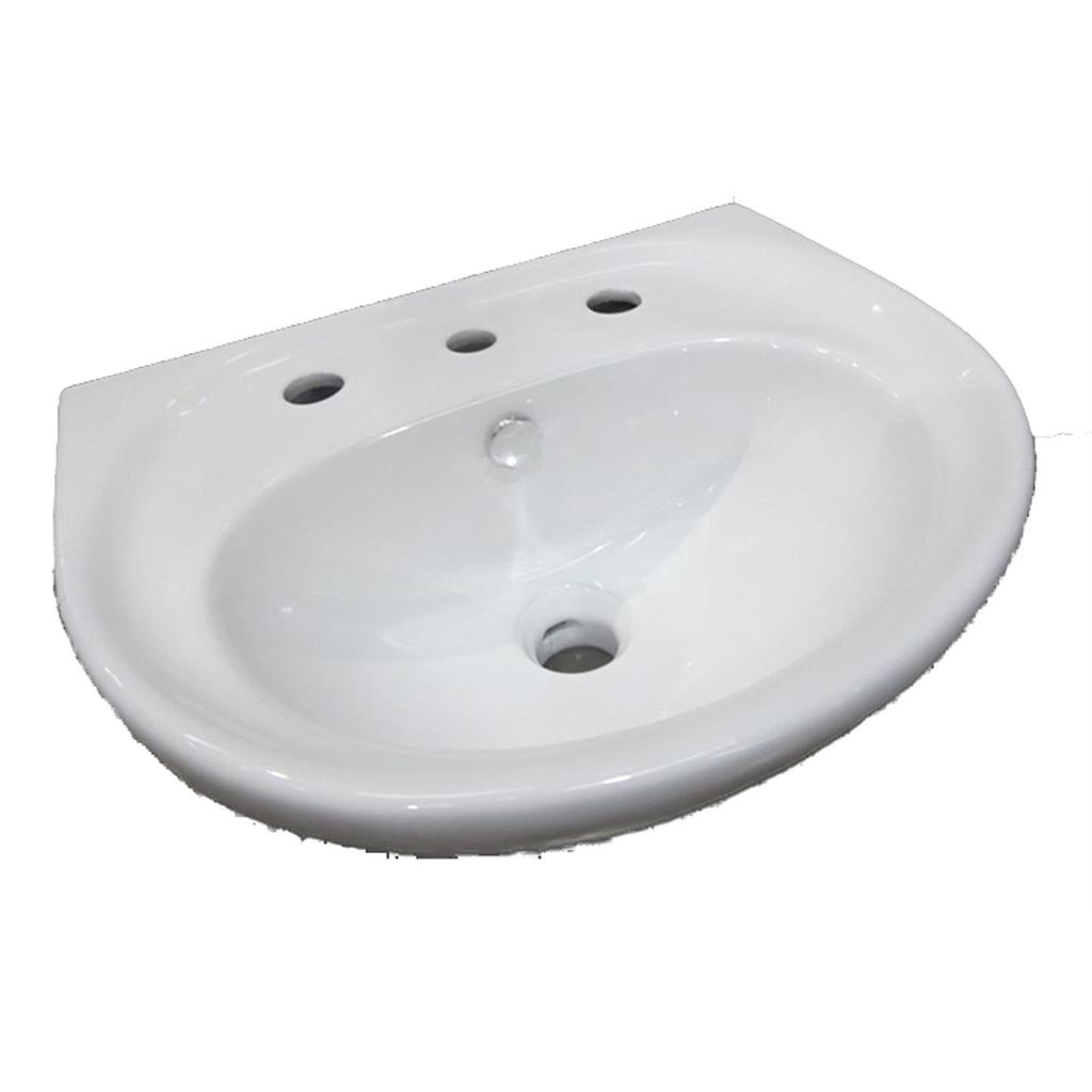 Wall Hand Basin Sink Bowl Ceramic 3 Tap Hole White Porcelain Mirage by Novelli